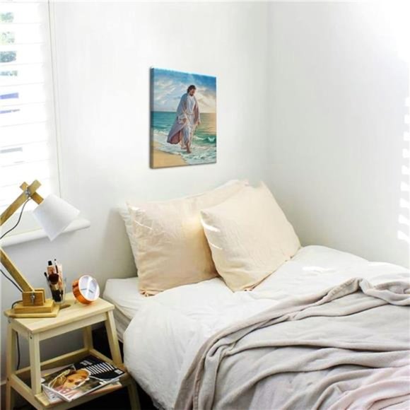 Jesus Christ Walking on the Beach Poster Catholic Canvas Print  8x10 Inches - Picture 6 of 7